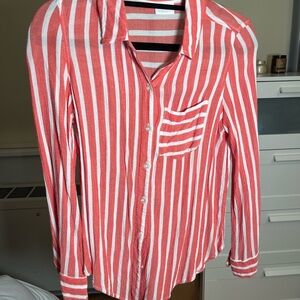 Abound Red and White Striped Casual Shirt